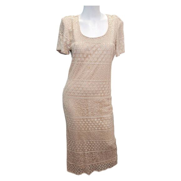 JPS Gold Sparkly Maxi Dress Womens Size 10P Vintage - Picture 2 of 8